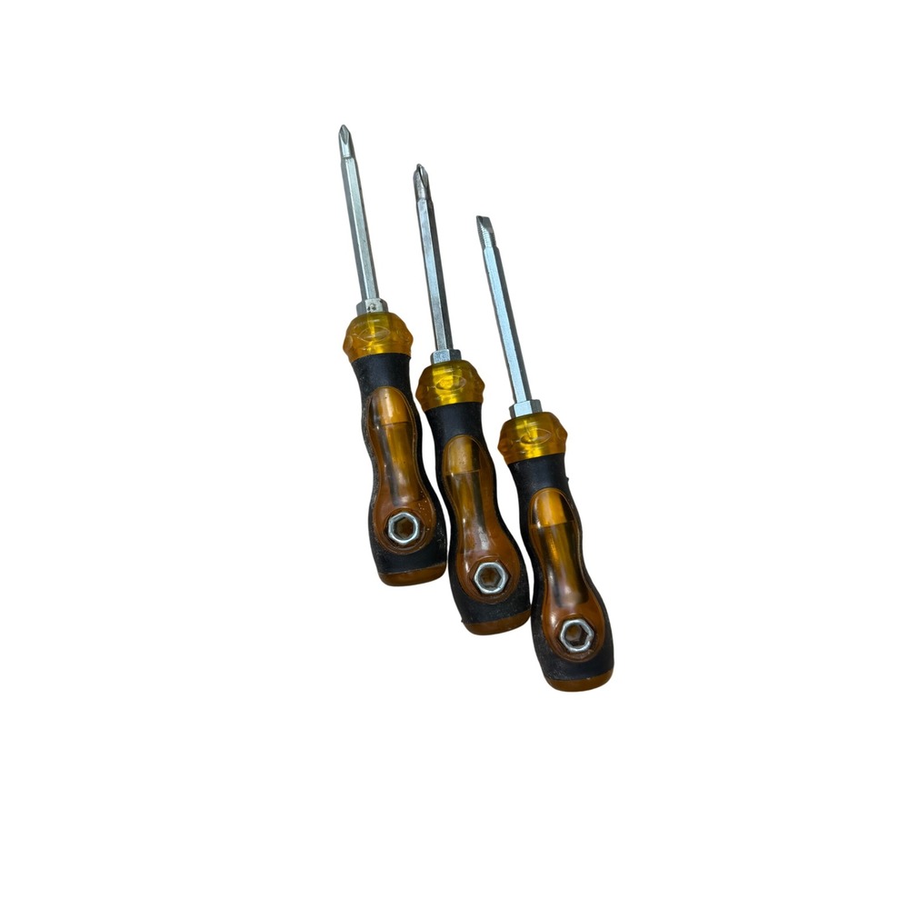Unbranded Screwdriver Set Amber Translucent Grip 3 Piece Black Orange